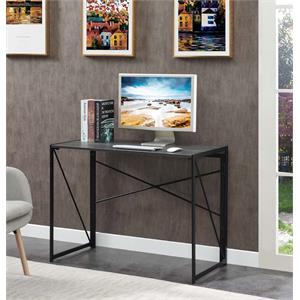Convenience Concepts Xtra Folding Desk in Gray Wood Finish and Black Metal Frame