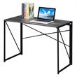 Convenience Concepts Xtra Folding Desk in Gray Wood Finish and Black Metal Frame