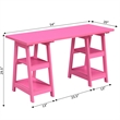 Convenience Concepts Designs2Go Double Trestle Desk in Pink Wood Finish