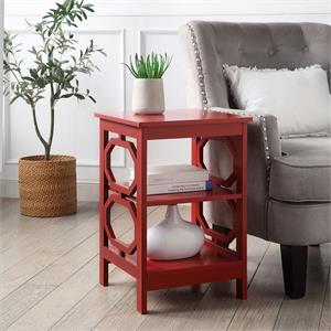 convenience concepts omega end table in cranberry red wood finish