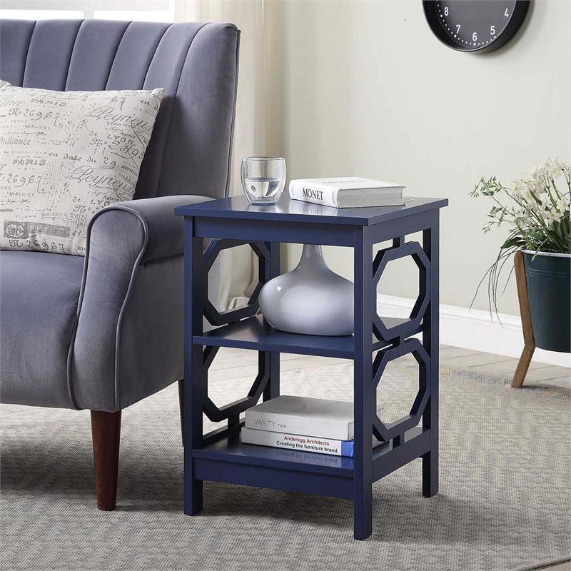 Convenience Concepts Omega End Table in Cobalt Blue Wood Finish