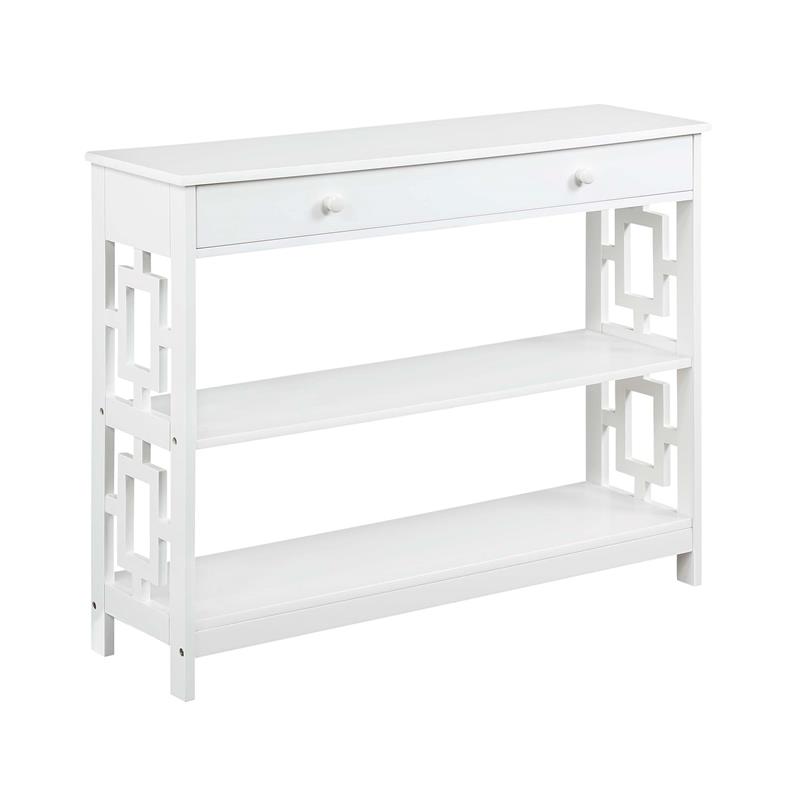 Convenience Concepts Town Square One-Drawer Console Table in White Wood Finish