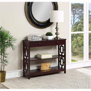 convenience concepts town square one-drawer console table- espresso wood finish