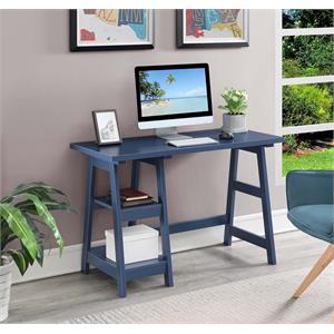 convenience concepts designs2go trestle desk in blue wood finish