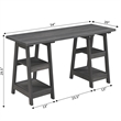 Convenience Concepts Designs2Go Double Trestle Desk in Gray Wood Finish