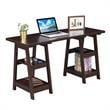 Convenience Concepts Designs2Go Double Trestle Desk in Espresso Wood Finish