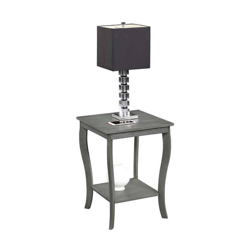 Convenience Concepts American Heritage Square End Table in Gray Wood Finish