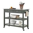 American Heritage Stainless Steel Top Kitchen Cart in Gray Wood Finish
