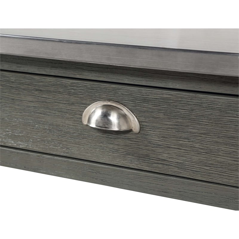 American Heritage Stainless Steel Top Kitchen Cart in Gray Wood Finish
