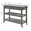 American Heritage Stainless Steel Top Kitchen Cart in Gray Wood Finish