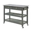 American Heritage Stainless Steel Top Kitchen Cart in Gray Wood Finish