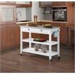 American Heritage Stainless Steel Top Kitchen Cart in White Wood Finish