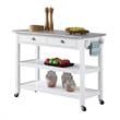 American Heritage Stainless Steel Top Kitchen Cart in White Wood Finish