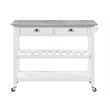 American Heritage Stainless Steel Top Kitchen Cart in White Wood Finish
