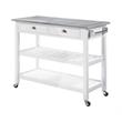 American Heritage Stainless Steel Top Kitchen Cart in White Wood Finish