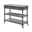 Convenience Concepts French Country Stainless Steel Top Kitchen Cart- Gray Wood