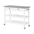 Convenience Concepts French Country Stainless Steel Top Kitchen Cart- White Wood