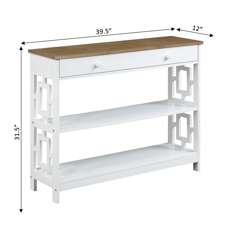 Convenience Concepts Town Square One-Drawer Console Table in White Wood Finish