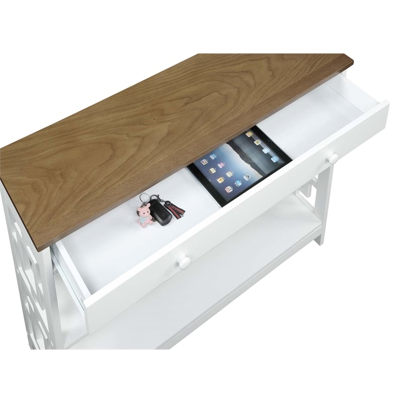 Convenience Concepts Town Square One-Drawer Console Table in White Wood Finish