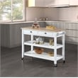 American Heritage Butcher Block Top Kitchen Cart in White Wood Finish