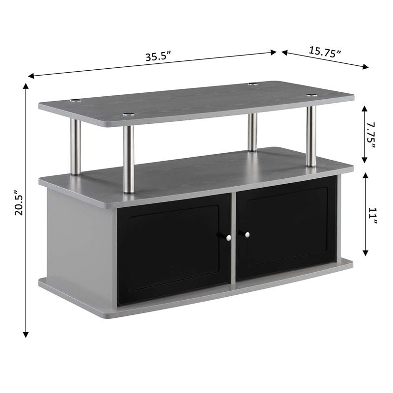 Designs2Go TV Stand with Two Storage Cabinets and Shelf in Slate Gray Wood