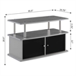Designs2Go TV Stand with Two Storage Cabinets and Shelf in Slate Gray Wood
