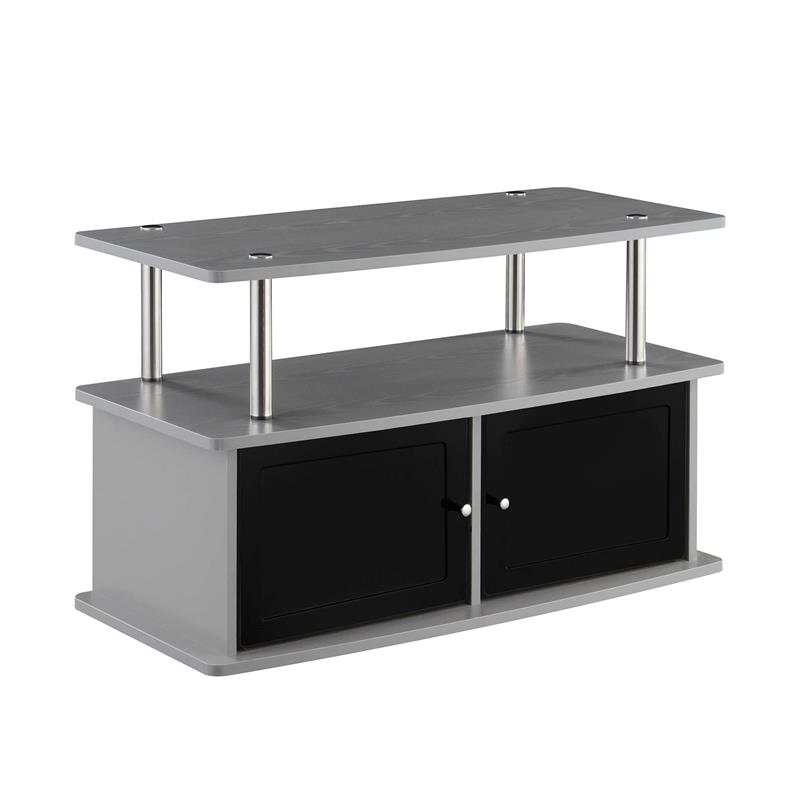 Designs2Go TV Stand with Two Storage Cabinets and Shelf in Slate Gray Wood