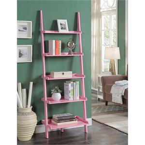 american heritage bookshelf ladder with five tiers in bright pink wood finish