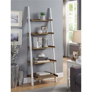 american heritage bookshelf ladder with five tiers in caramel wood finish