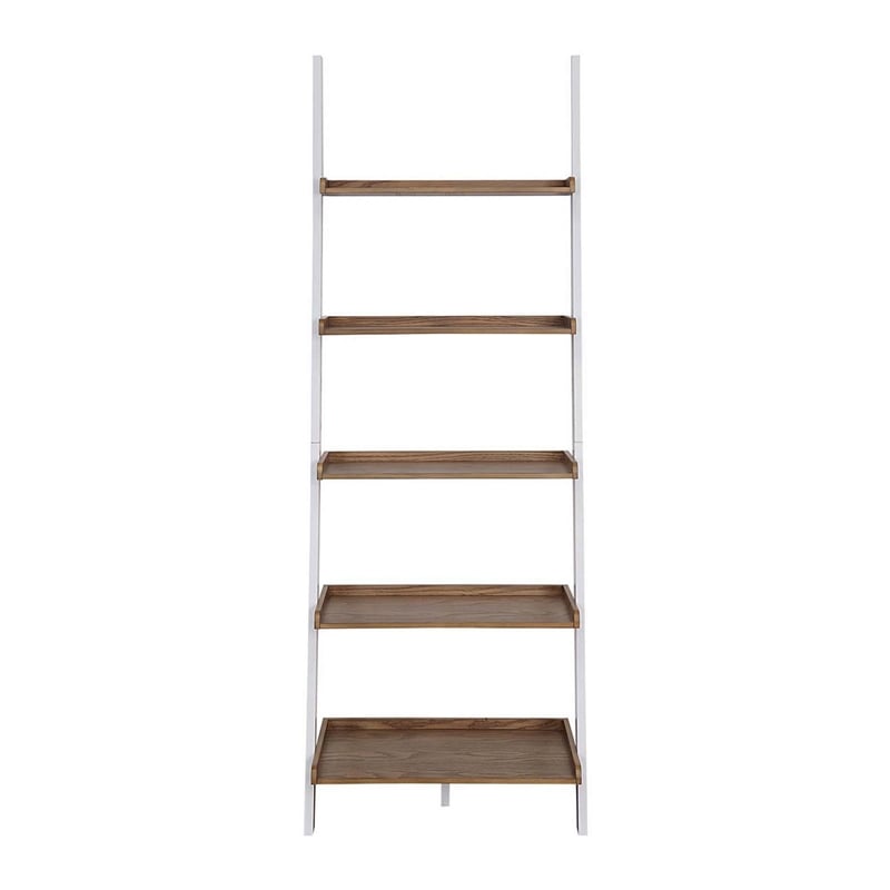 American Heritage Bookshelf Ladder with Five Tiers in Caramel Wood Finish