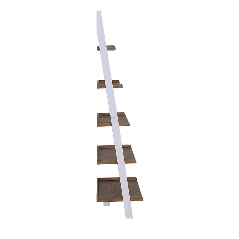 American Heritage Bookshelf Ladder with Five Tiers in Caramel Wood Finish