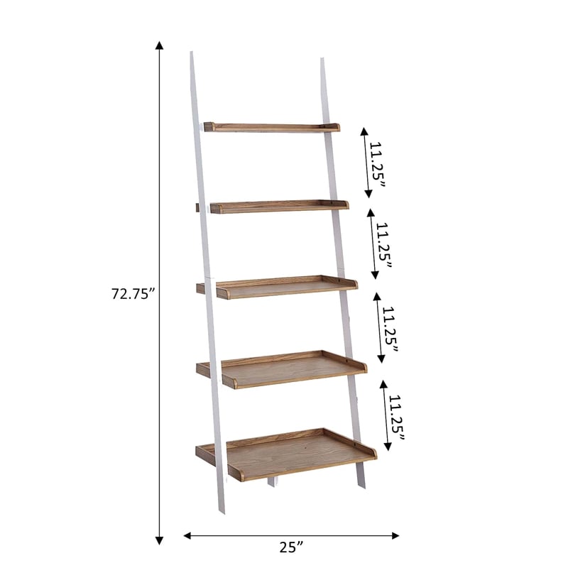 American Heritage Bookshelf Ladder with Five Tiers in Caramel Wood Finish
