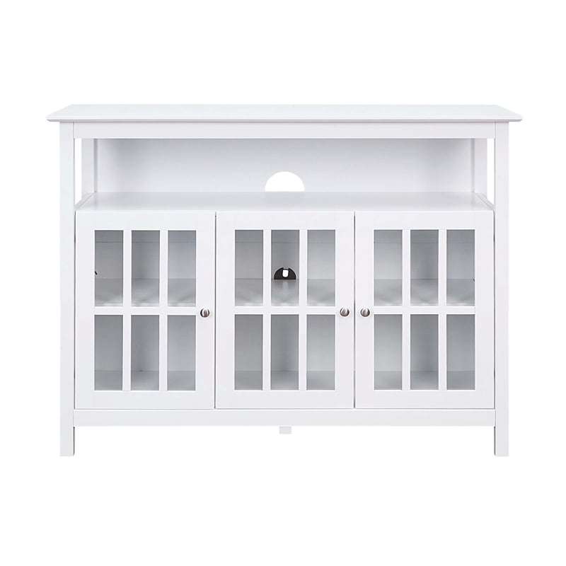 Big Sur Deluxe 48-inch TV Stand with Storage Cabinets and Shelf in White Wood