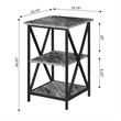 Convenience Concepts Tucson End Table with Shelves in Marble Gray Wood Finish