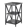Convenience Concepts Tucson End Table with Shelves in Marble Gray Wood Finish