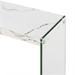 Convenience Concepts SoHo V Console Table with Shelf in White Marble Wood Finish