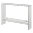 Convenience Concepts SoHo V Console Table with Shelf in White Marble Wood Finish