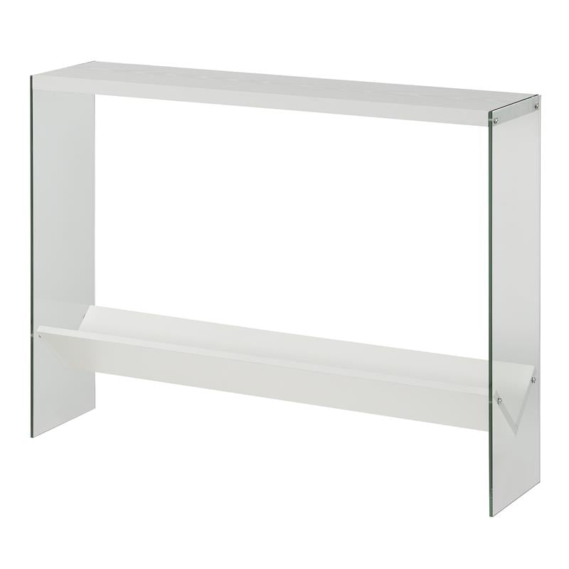Convenience Concepts SoHo V Console Table with Shelf in White Wood Finish