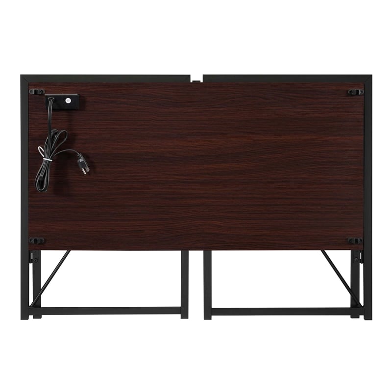 Convenience Concepts Xtra Folding Desk with Charging Station in Espresso Wood