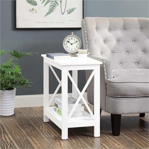 convenience concepts oxford chairside end table with shelf in white wood finish