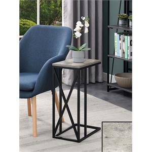 Convenience Concepts Tucson C End Table in Gray Wood Finish with X Metal Frame
