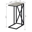 Convenience Concepts Tucson C End Table in Gray Wood Finish with X Metal Frame
