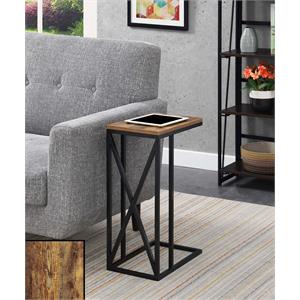 convenience concepts tucson c end table in nutmeg wood finish and x metal frame