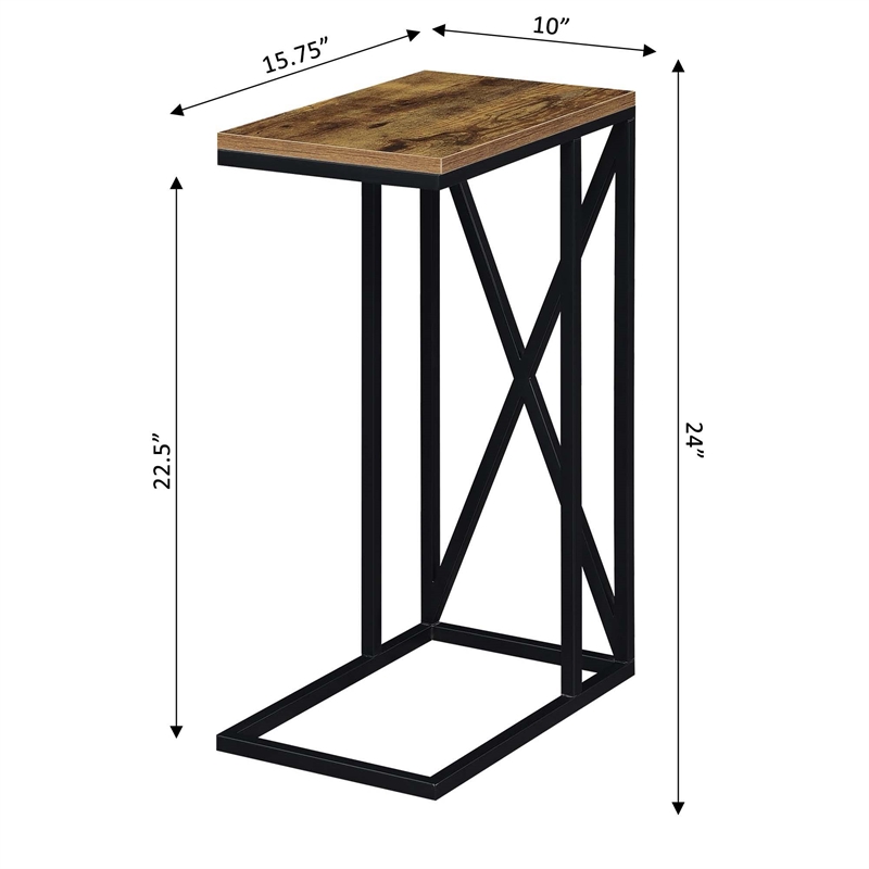 Convenience Concepts Tucson C End Table in Nutmeg Wood Finish and X Metal Frame