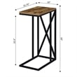 Convenience Concepts Tucson C End Table in Nutmeg Wood Finish and X Metal Frame