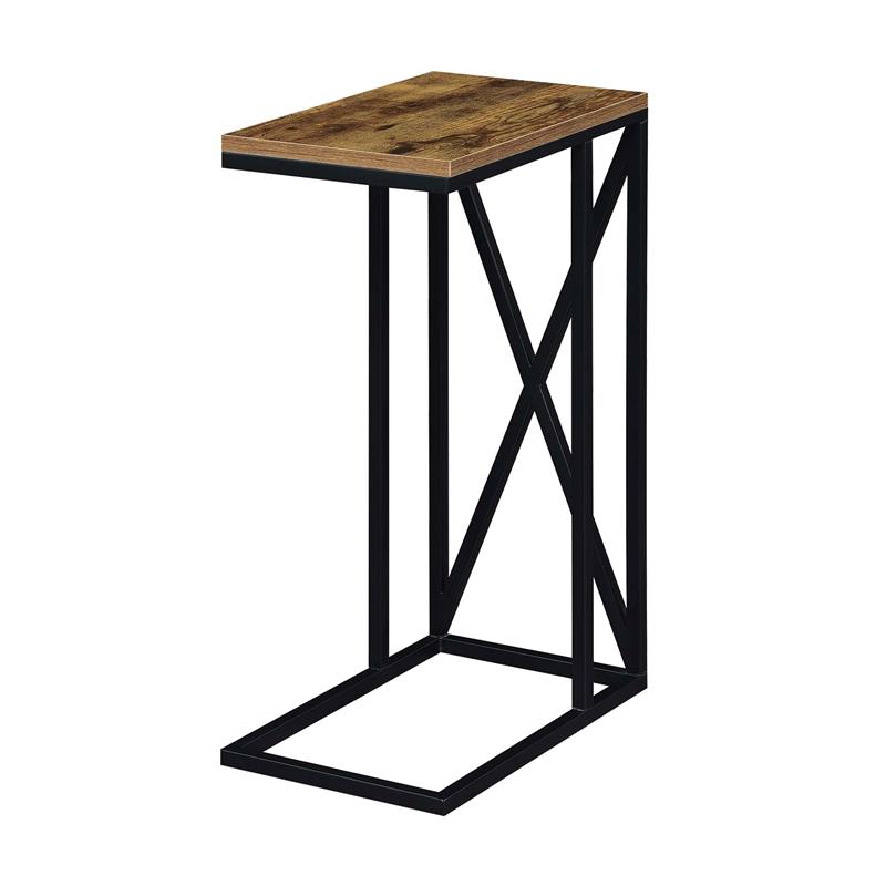 Convenience Concepts Tucson C End Table in Nutmeg Wood Finish and X Metal Frame