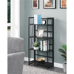Convenience Concepts Xtra Folding Four-Tier Bookshelf in Black Wood Finish