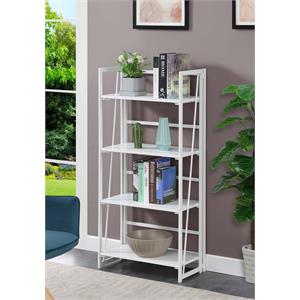 convenience concepts xtra folding four-tier bookshelf in white wood finish