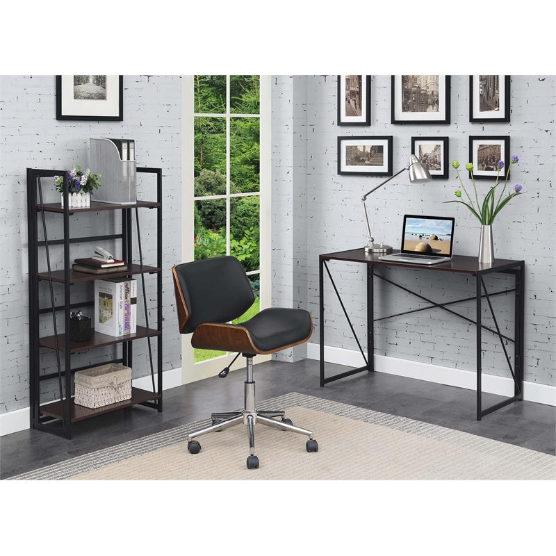 Convenience Concepts Xtra Folding Four-Tier Bookshelf in Espresso Wood Finish