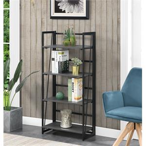 convenience concepts xtra folding four-tier bookshelf in gray wood finish